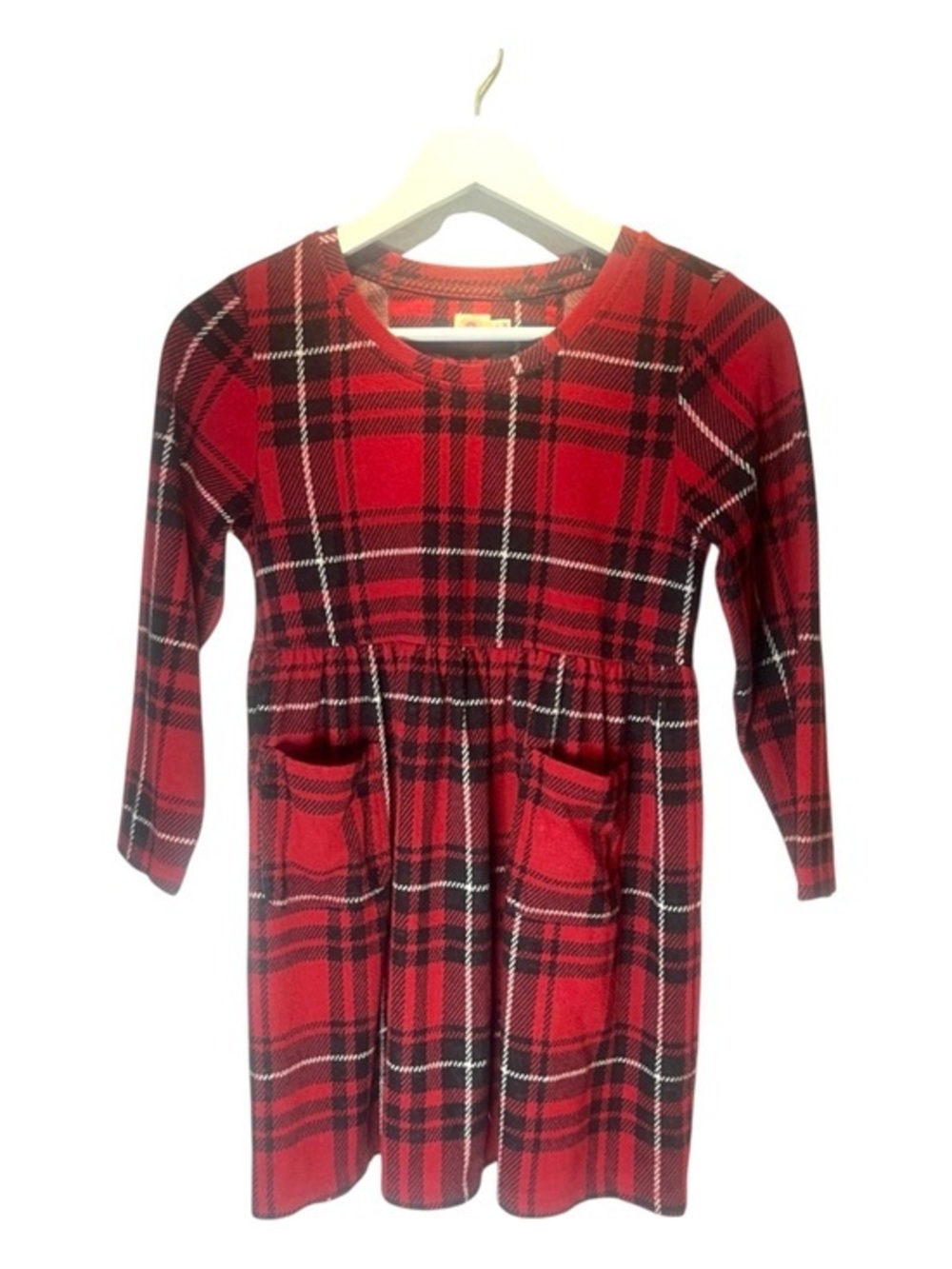 Faherty Girl’s Plaid Dress with Pockets Size 10 Red Black